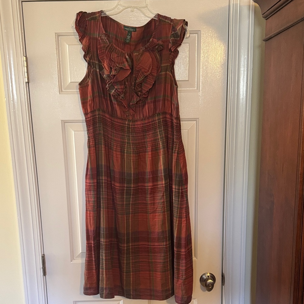 Ralph Lauren Plaid Midi Dress - Red and Green